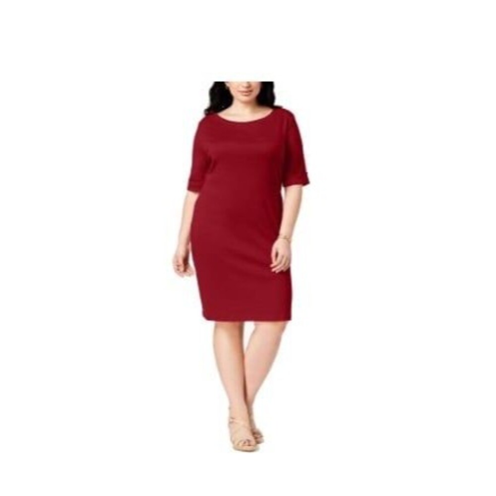 Karen Scott burgundy cuff sleeve dress size 0x. New with tags.